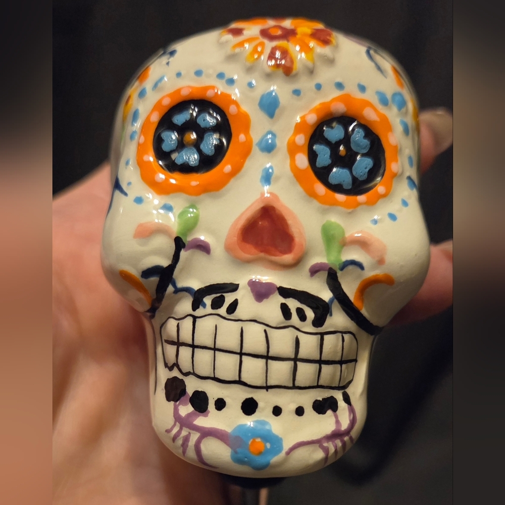 5" Day of The Dead Colorful Skull Wine Bottle Stopper